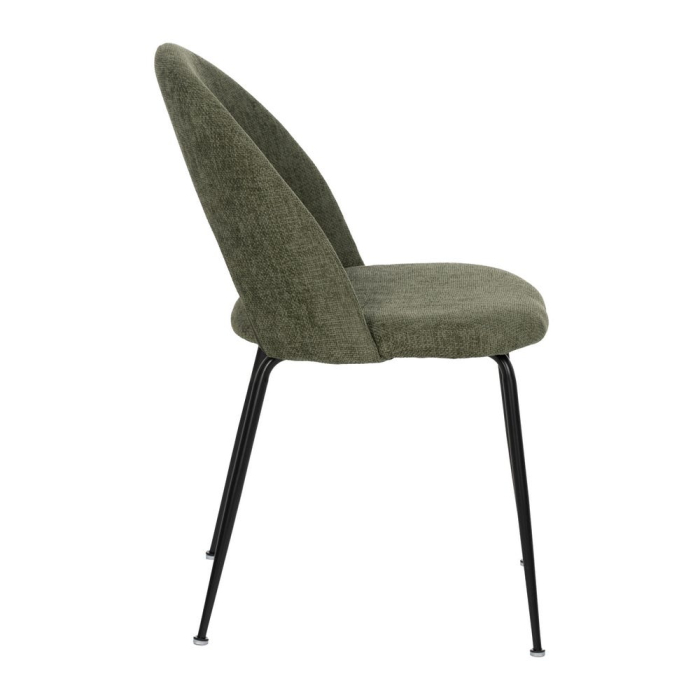 Scaune verde măsliniu cu tapițerie textilă și picioare negre – set 4 bucăți, design curbat [3]