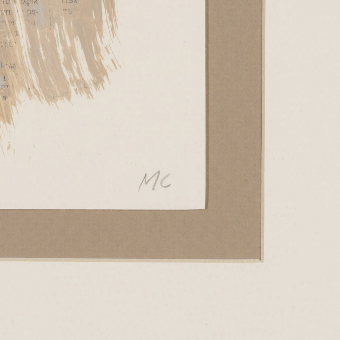 Set 4 tablouri japandi abstracte pictate manual, 44x50cm, crem-bej-negru, lemn ayous și sticlă [6]