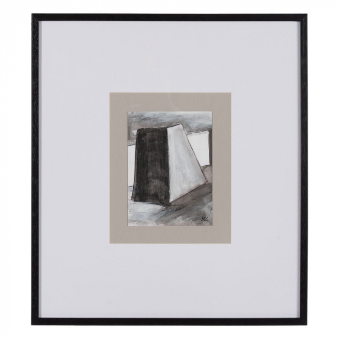Set 4 tablouri moderne monocrome pictate manual, 44x50cm, sticlă și ramă neagră ayous [2]
