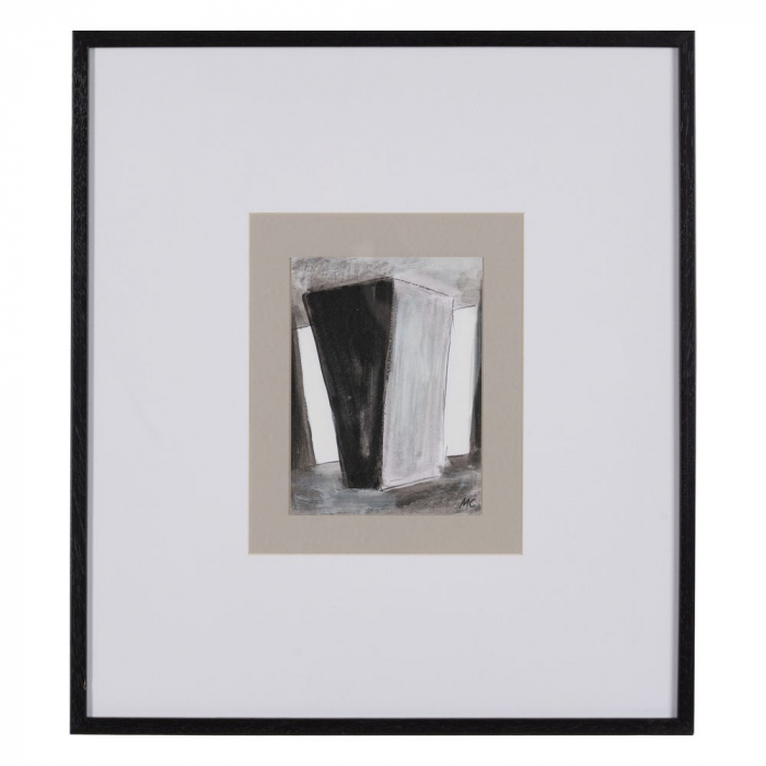 Set 4 tablouri moderne monocrome pictate manual, 44x50cm, sticlă și ramă neagră ayous [5]