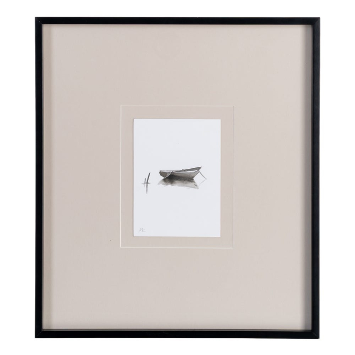 Set 4 tablouri cu bărci pictate manual cu ramă din lemn și sticlă [3]