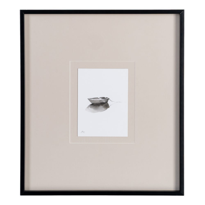 Set 4 tablouri cu bărci pictate manual cu ramă din lemn și sticlă [4]