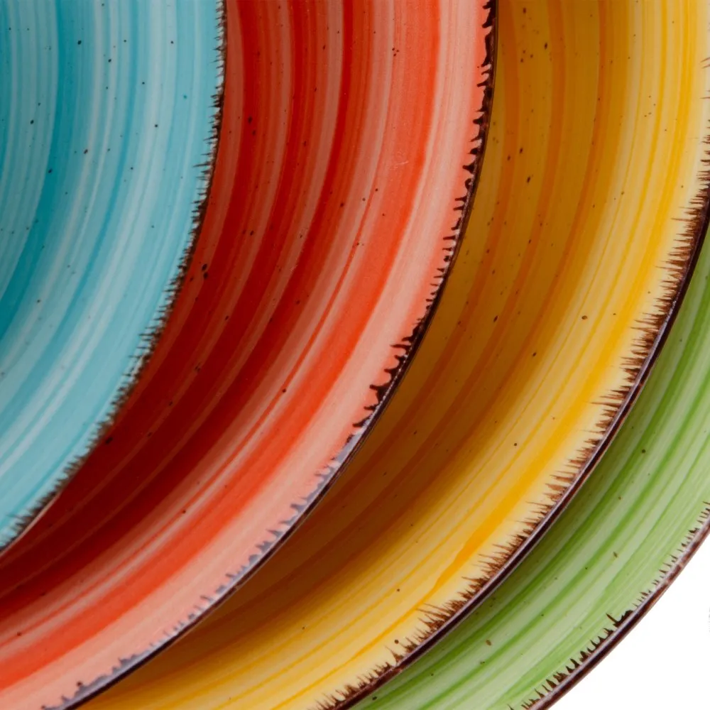 Farfurii adanci albastre | Set farfurii cu design spiralat [6]