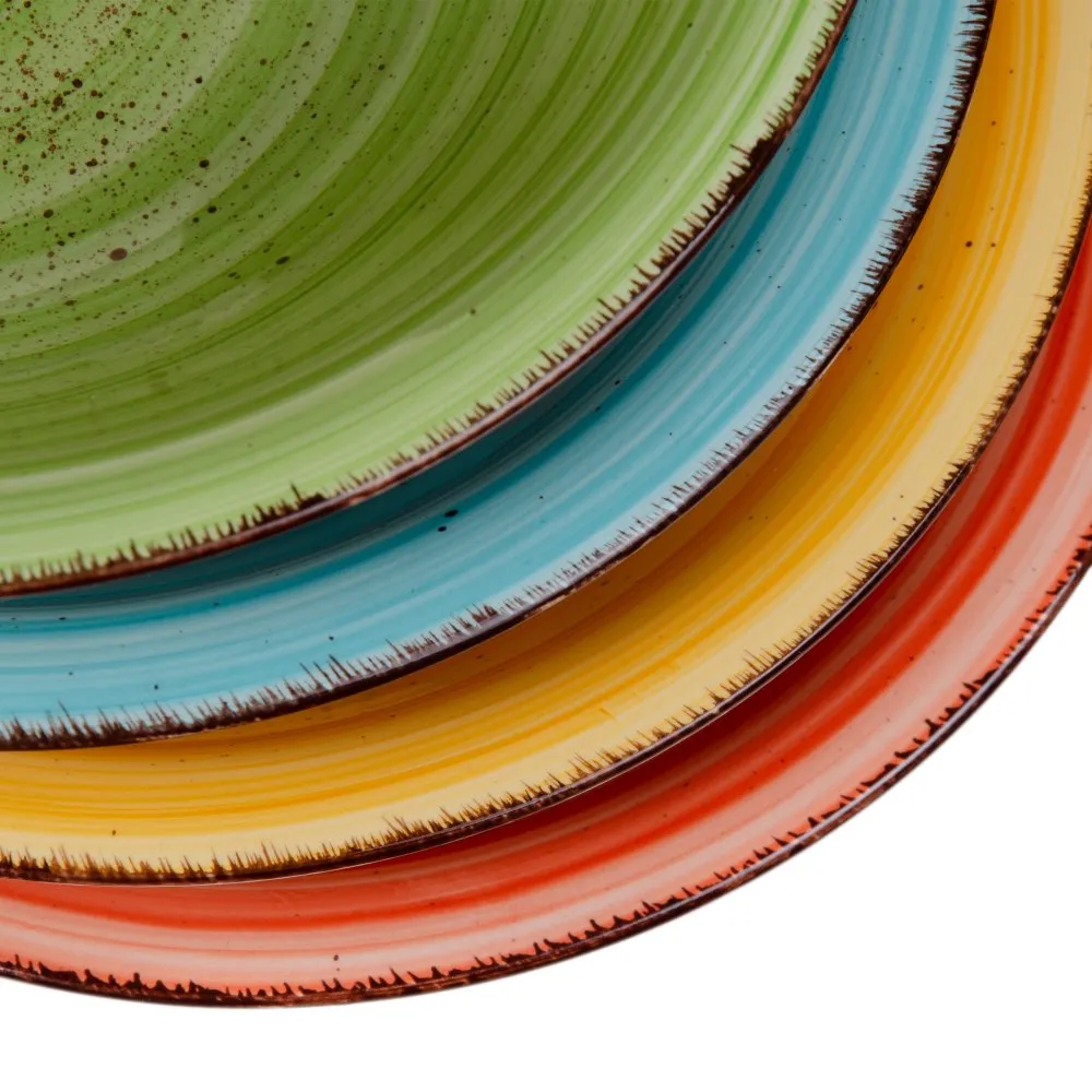 Farfurii adanci verzi | Set farfurii cu design spiralat [6]