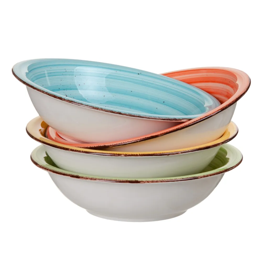 Farfurii adanci verzi | Set farfurii cu design spiralat [2]