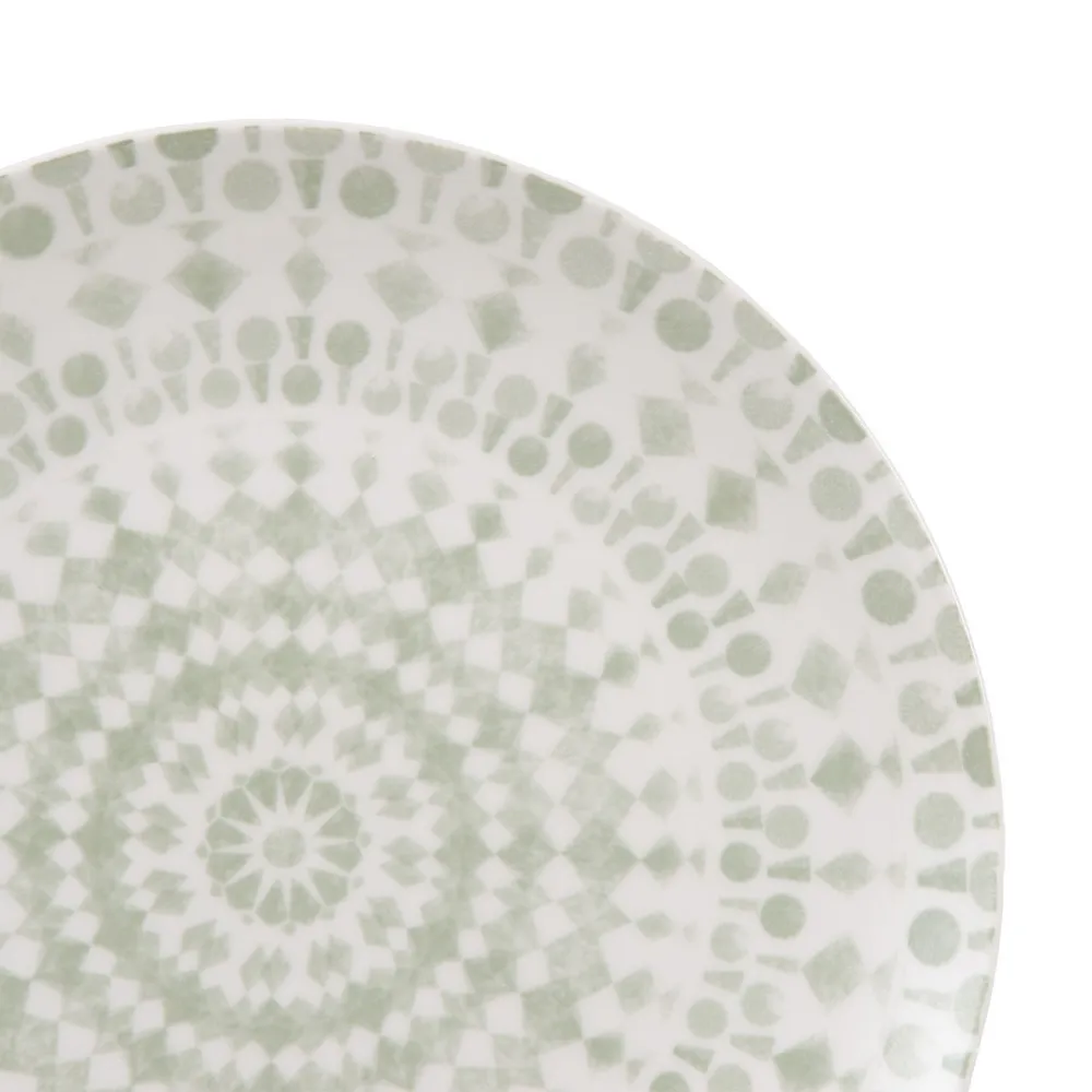 Set 6 Farfurii Intinse Verde-Alb | Model Mandala | Vesela Lux [3]
