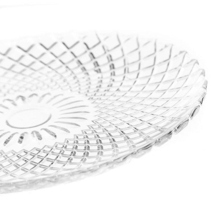 Set de șase farfurii mici din sticlă transparentă, cu floare centrală în relief [3]