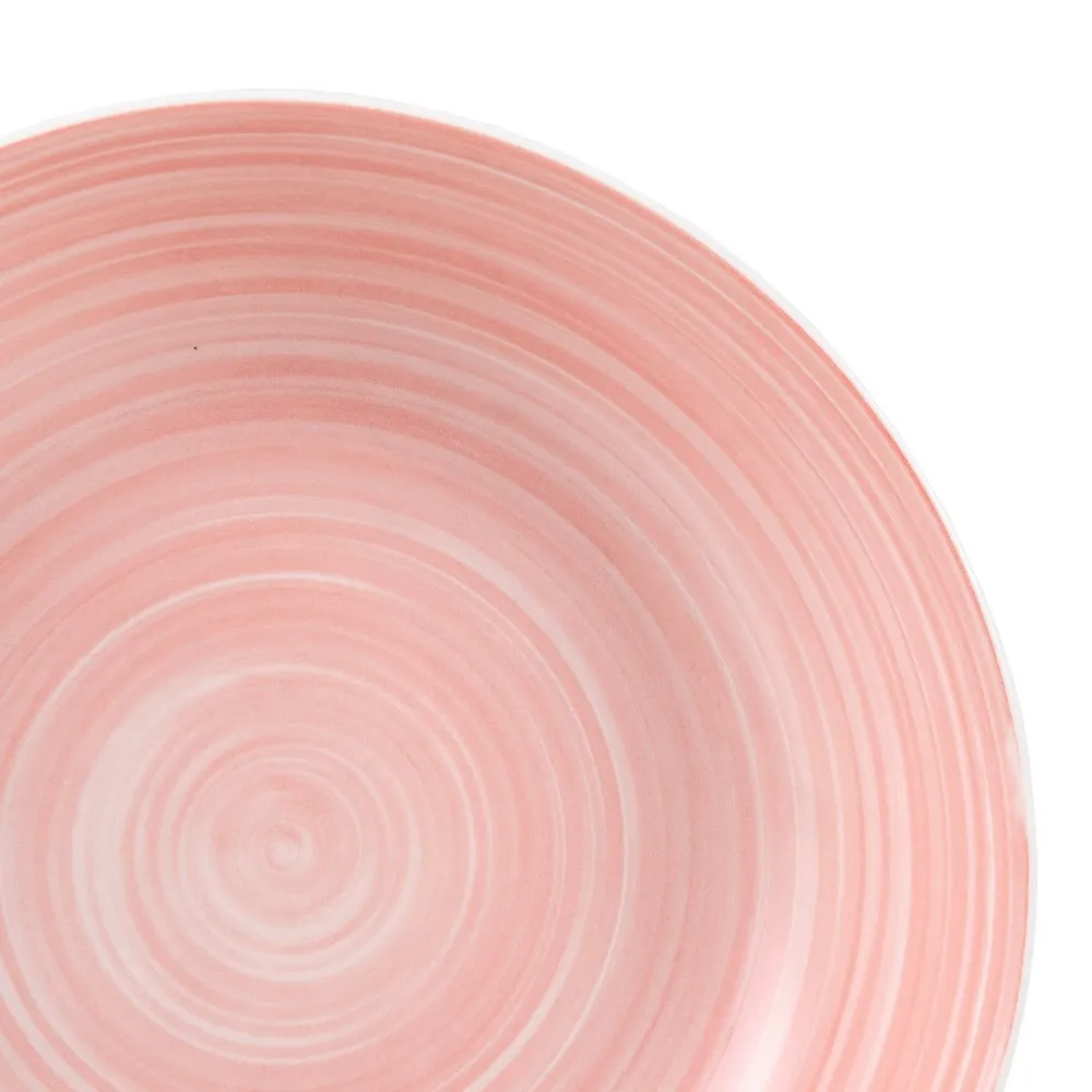 Set 6 Farfurii Supa Pink-White, Portelan Roz - CreativDeco.ro [2]