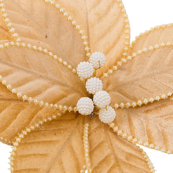Flori Poinsettia Aurii Poliester CreativDeco - Decor Festiv Craciun [2]