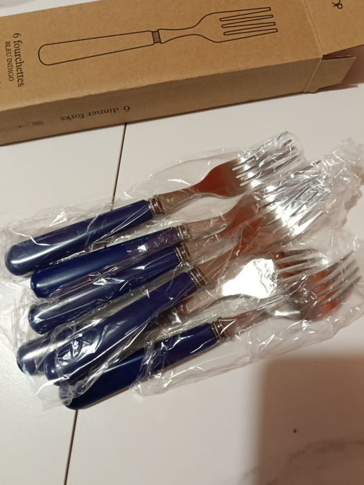 Set 6 furculițe din inox cu mâner albastru indigo [11]
