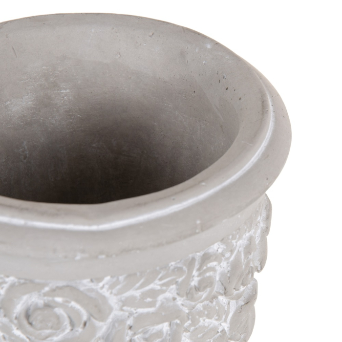 Set 6 ghivece decorative din ciment cu model floral, buză evazată [2]