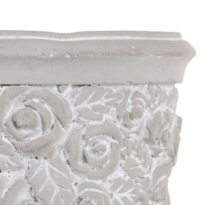 Set 6 ghivece decorative din ciment cu model floral, buză evazată [3]