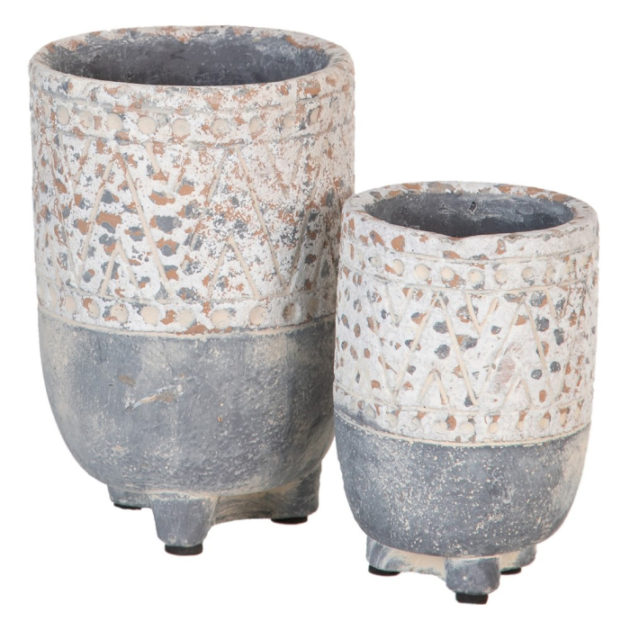 Set 6 ghivece decorative din ciment cu model geometric antichizat [2]