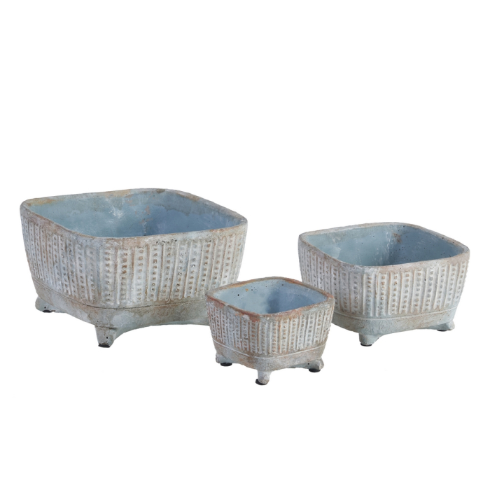 Set 6 ghivece decorative pătrate din ciment cu striații verticale [2]
