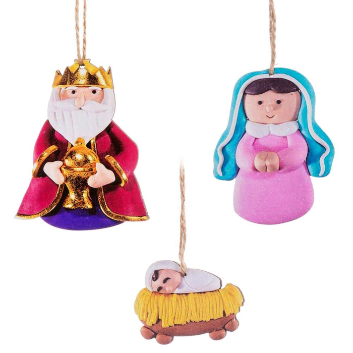 Set 6 ornamente scena Nașterii Domnului cu trei regi magi Fecioara Iosif și pruncul în iesle [3]