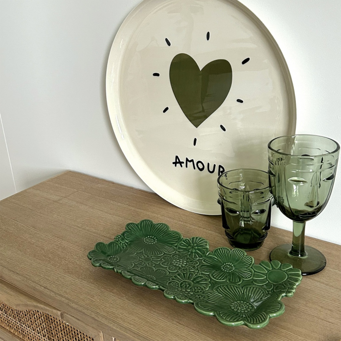 Pahare decorative sticlă verde față sculpturală set 6 Visage [4]