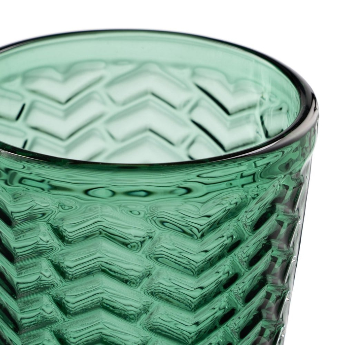 Set 6 pahare de vin din sticlă verde cu model în zigzag în relief de 280 ml [6]