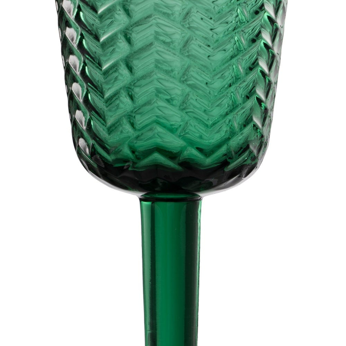 Set 6 pahare de vin din sticlă verde cu model în zigzag în relief de 280 ml [4]