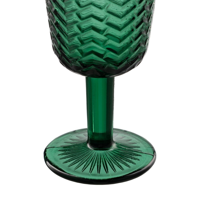 Set 6 pahare de vin din sticlă verde cu model în zigzag în relief de 280 ml [5]