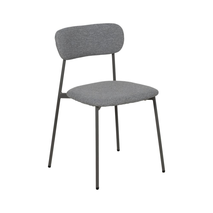 Scaune dining gri stivuibile cu spătar rotunjit și metal gri [2]