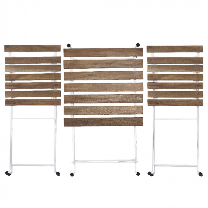 Masă și scaune pliabile Sirio alb – lemn acacia și metal pentru balcon [4]
