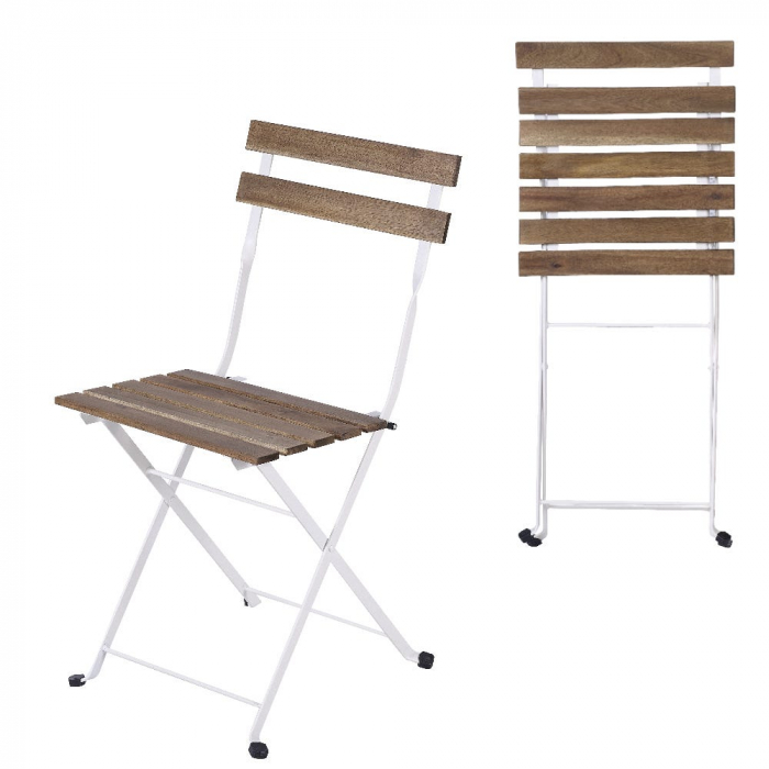 Masă și scaune pliabile Sirio alb – lemn acacia și metal pentru balcon [3]