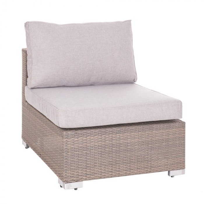 Set colțar MARLENE modular – ratan taupe, masă pătrată sticlă, perne groase [3]