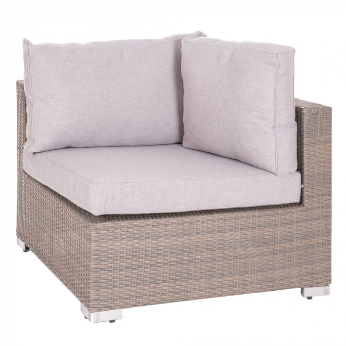 Set colțar MARLENE modular – ratan taupe, masă pătrată sticlă, perne groase [4]