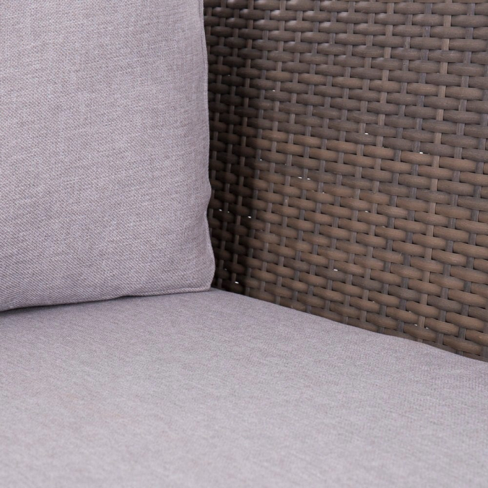 Set colțar MARLENE modular – ratan taupe, masă pătrată sticlă, perne groase [8]