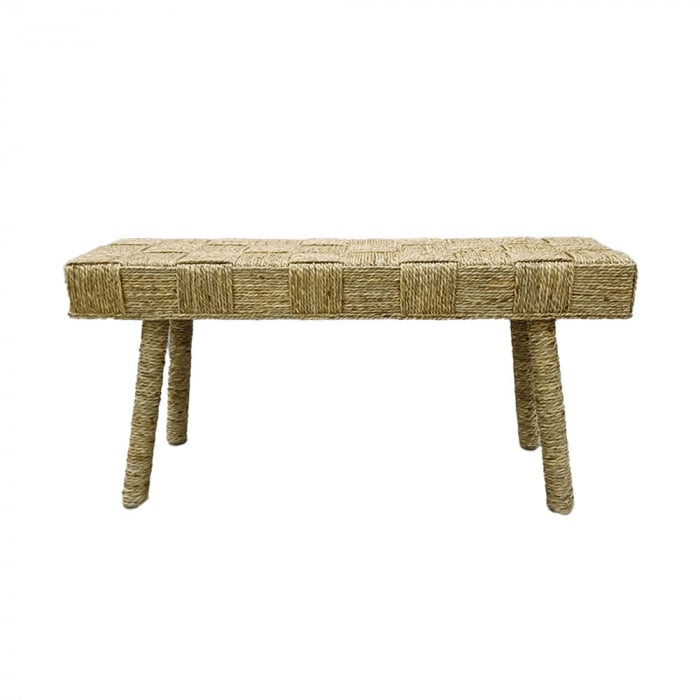 Set de 2 băncuțe din lemn cu șezut împletit, stil rustic-japandi, potrivite pentru interioare naturale și echilibrate [1]