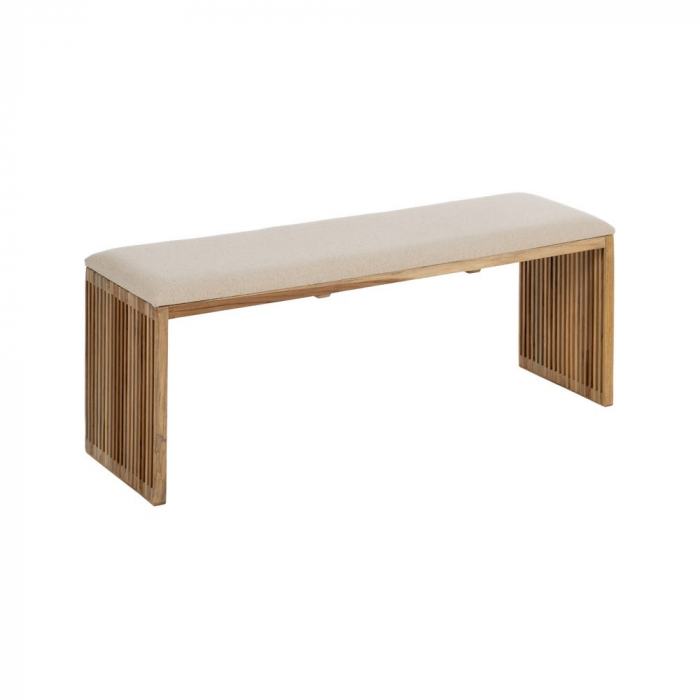 Băncuțe lungi tec reciclat crem japandi CreativDeco [4]