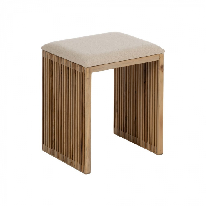 Băncuțe tec reciclat tapițerie bej japandi CreativDeco [5]