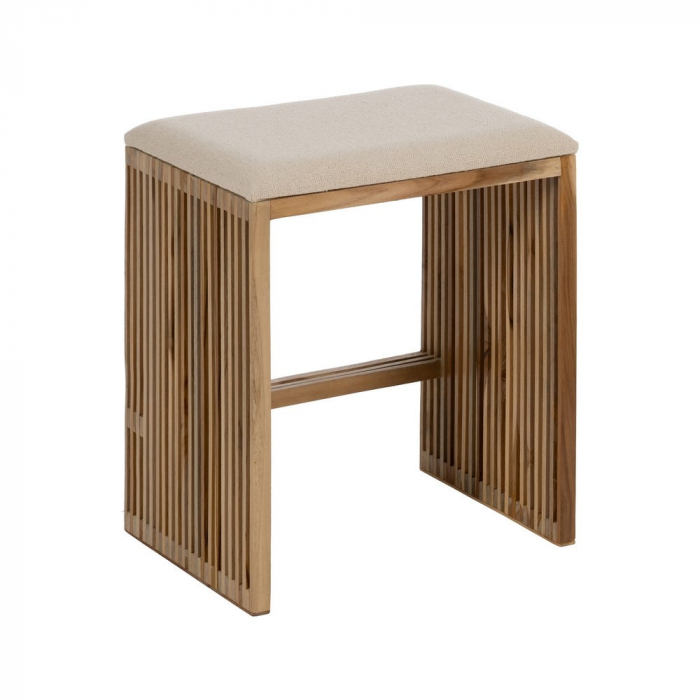 Băncuțe tec reciclat tapițerie bej japandi CreativDeco [4]