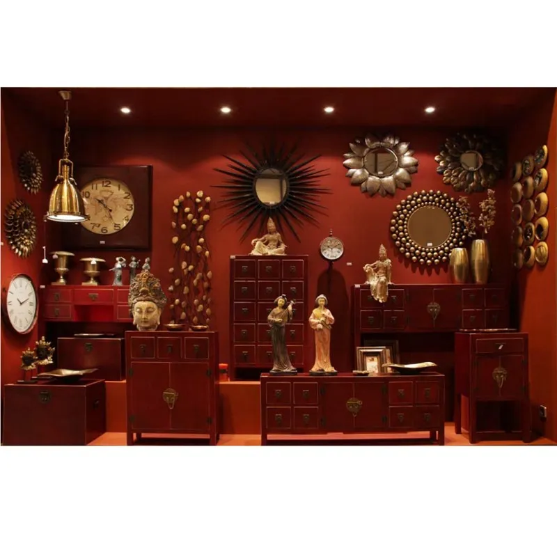 Set cufere rosii vintage orientale pentru depozitare si decor [6]