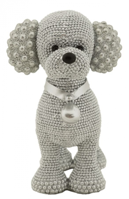 Figurine decorative cățel din rășină argintii – imagine principală – Barboncino Sparky [2]