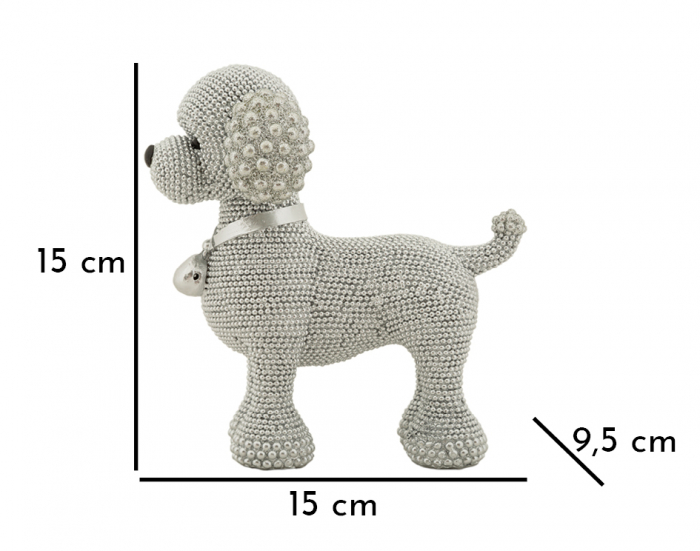 Figurine decorative cățel din rășină argintii – imagine principală – Barboncino Sparky [6]