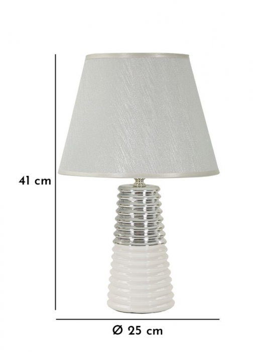 Lămpi de masă elegante din ceramică albă și argintie – imagine principală [6]