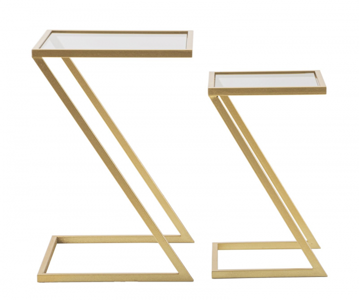 Set masute aurii blat sticla forma Z CreativDeco [7]
