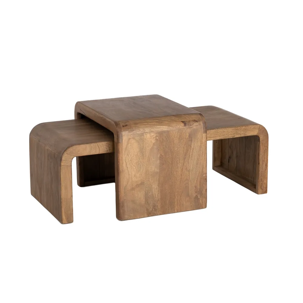 Set de 2 măsuțe de cafea din mango cu forme suprapuse [3]