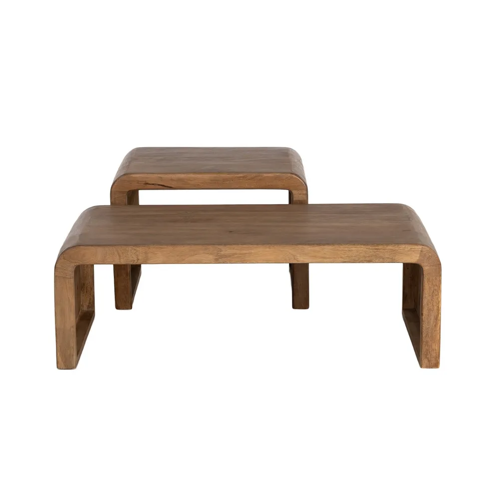 Set de 2 măsuțe de cafea din mango cu forme suprapuse [4]