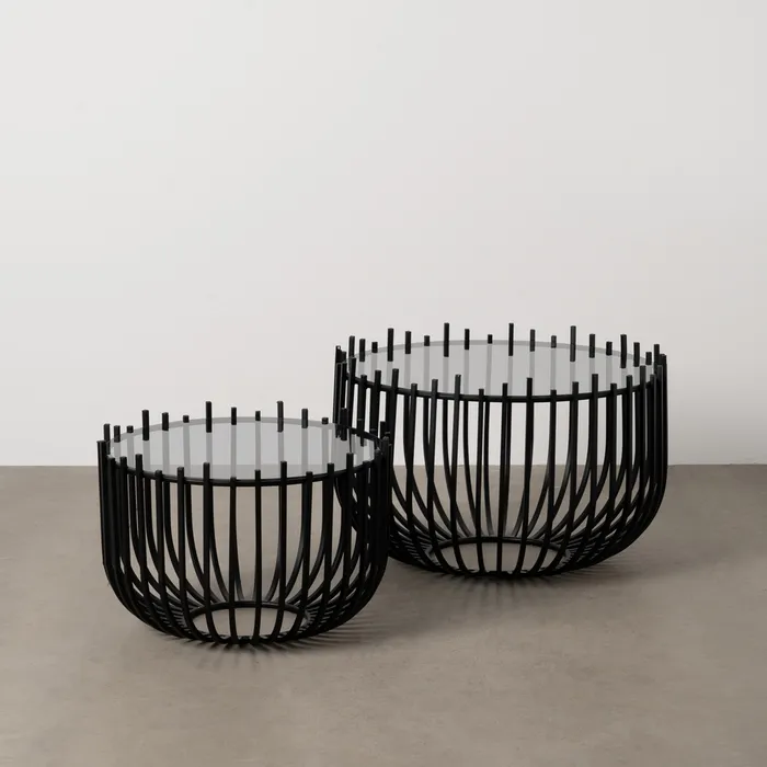 Set măsuțe cafea fier sticlă, mobilier contemporan elegant [1]