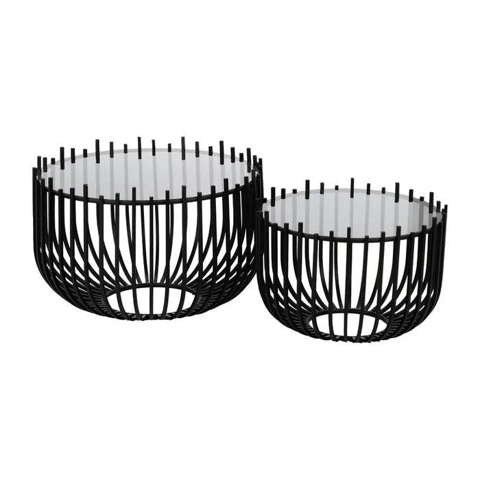 Set măsuțe cafea fier sticlă, mobilier contemporan elegant [3]