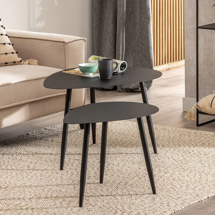Set măsuțe cafea negru, decor modern [2]