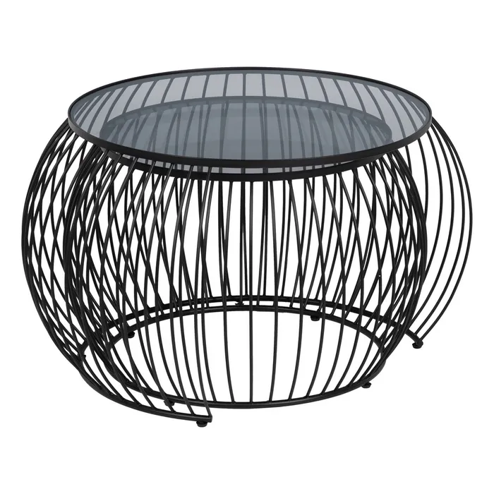 Set măsuțe cafea fier sticlă, mobilier elegant [4]