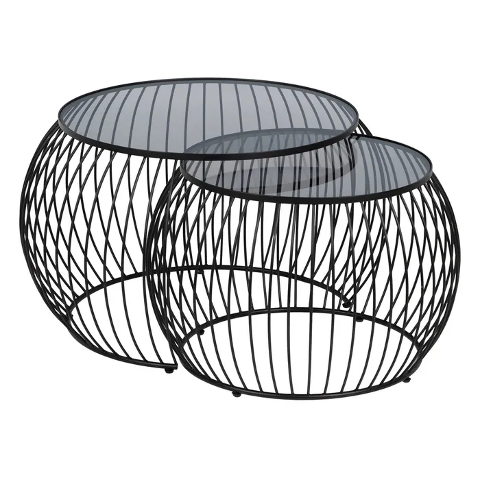 Set măsuțe cafea fier sticlă, mobilier elegant [3]