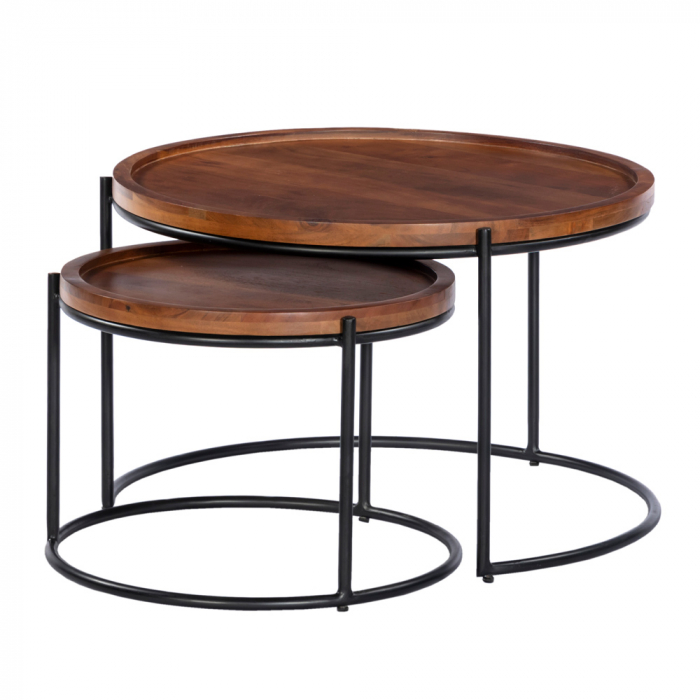 Măsuțe de cafea Cellini din lemn și metal, design modern natural pentru living [3]