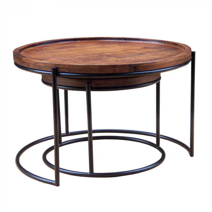 Măsuțe de cafea Cellini din lemn și metal, design modern natural pentru living [5]