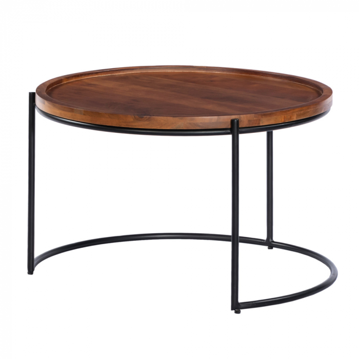 Măsuțe de cafea Cellini din lemn și metal, design modern natural pentru living [6]