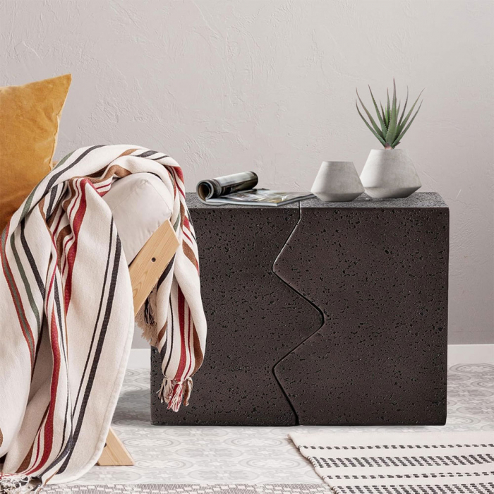 Măsuțe laterale Abraco, set 2 piese din MgO, rezistente la intemperii, culoare mocca pentru decor modern [2]