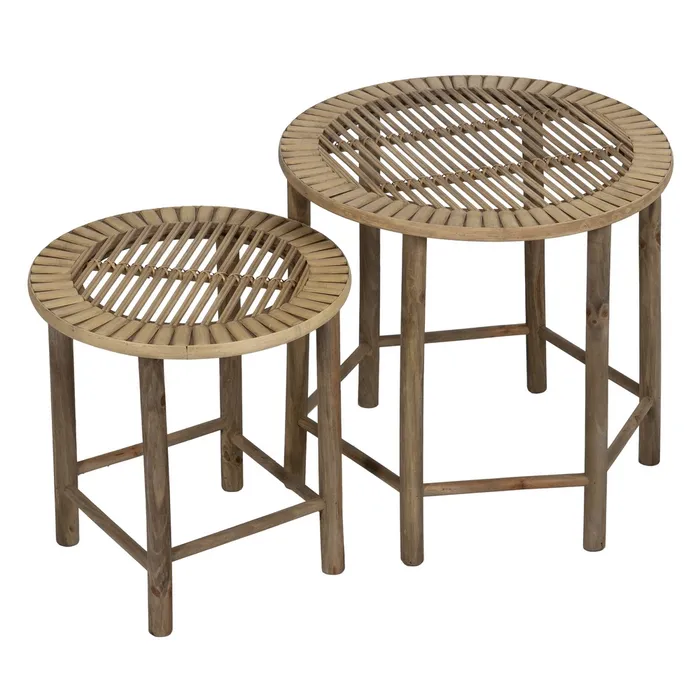 Set masute bambus rotund decor|Noptiere dormitor naturale [2]